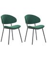 Set of 2 Fabric Dining Chairs Green KIANA_874295