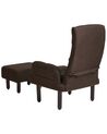 Linen Recliner Chair with Ottoman Brown OLAND_902012