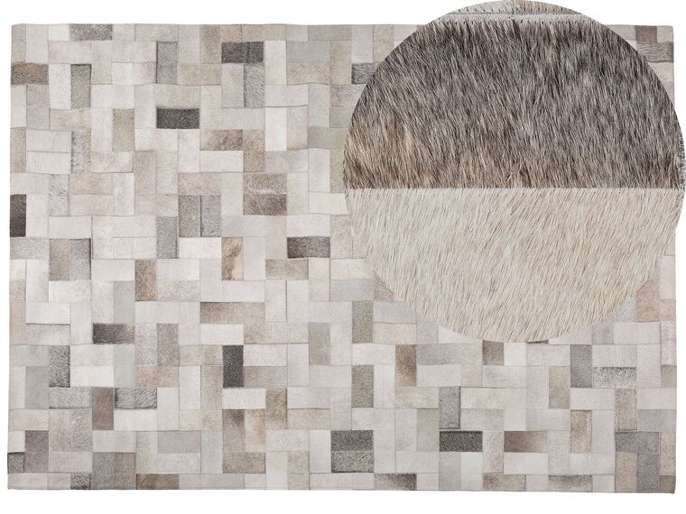 Šedo-béžový kožený koberec 160x230 cm KORFEZ_689388