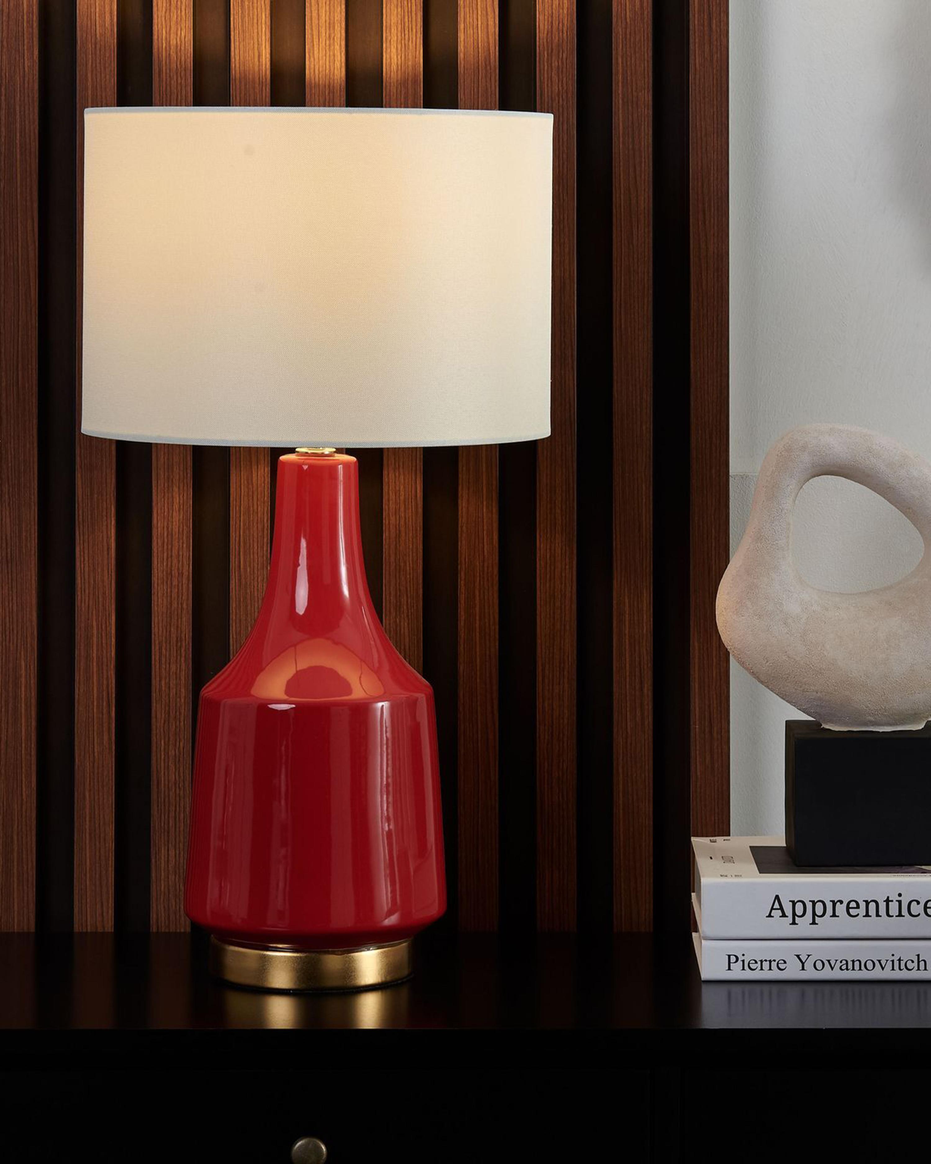 Lampa stołowa ceramiczna czerwona TRIVERSA_690619