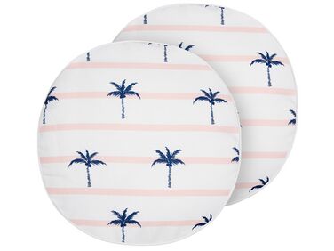 Set of 2 Outdoor Cushions Palm Pattern ⌀ 40 cm White MOLTEDO