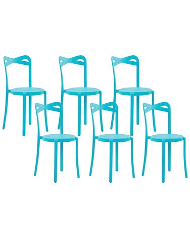 Conjunto de 6 sillas de comedor azul turquesa CAMOGLI