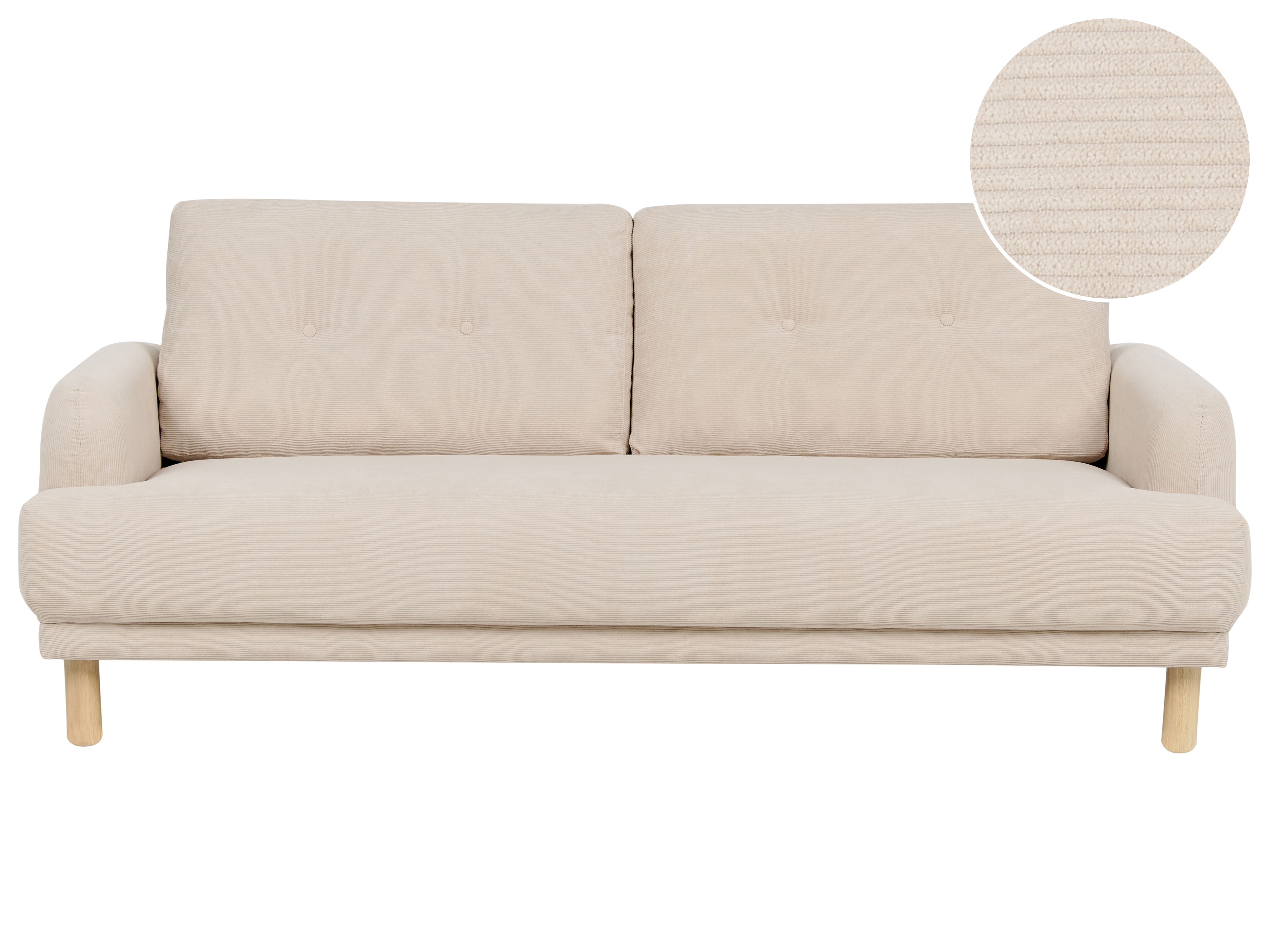 Sofa 3-osobowa sztruksowa beżowa TUVE_912152