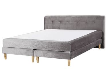 Zamatová kontinentálna posteľ 160 x 200 cm sivá MARQUISE