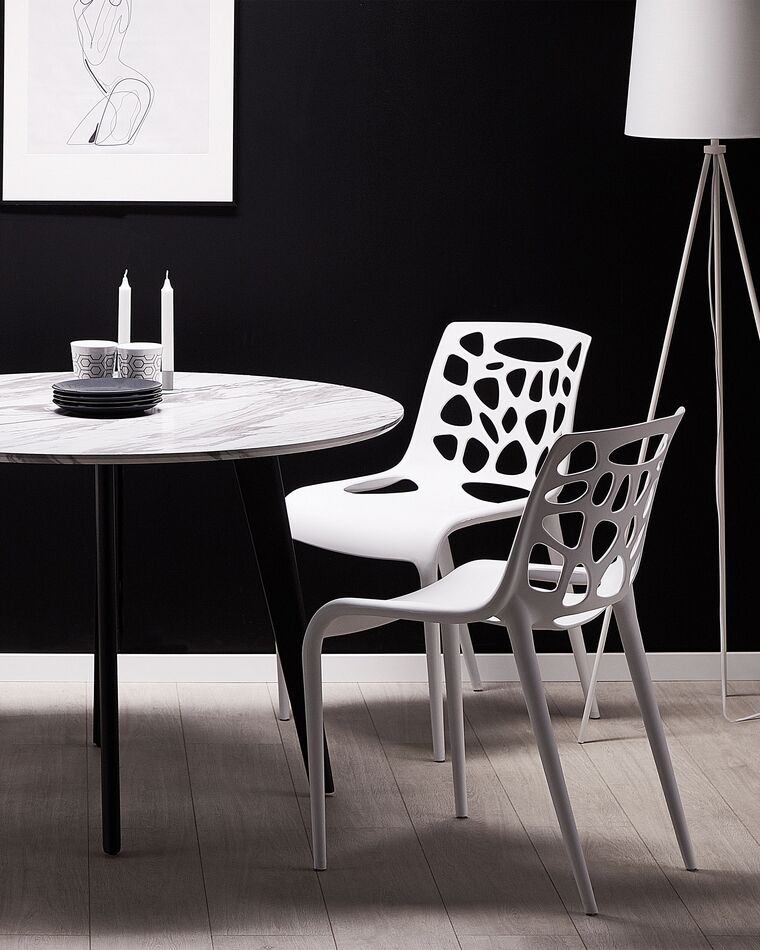 Tavolo da pranzo effetto marmo nero e metallo color ottone e nero per 5/6 persone 120 cm Phea | Maisons du Monde