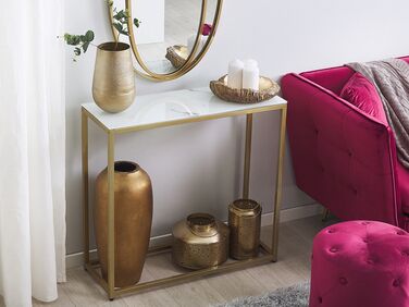 Console Table Marble Effect White with Gold DELANO
