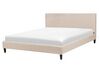 Fabric EU King Size Bed Beige FITOU_709810