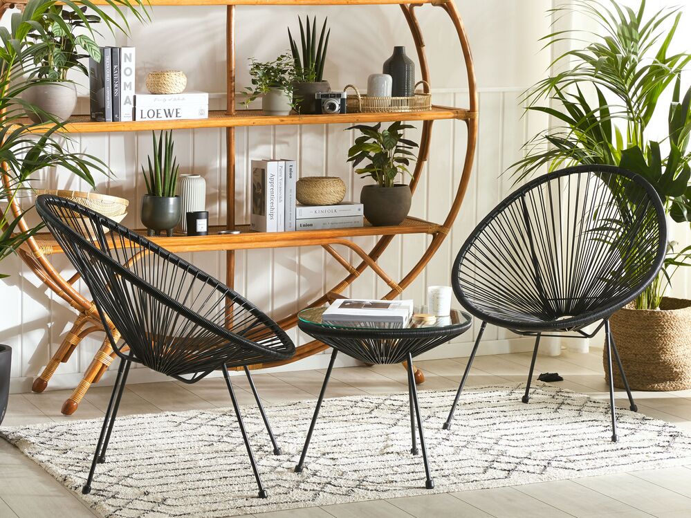 Rattan Bistro Set Black Acapulco Ii Furniture Lamps Accessories Up To 70 Off Avandeo Rattan Bistro Set Black Acapulco Ii, 5 Seater Garden Sofa Set Grey Corato