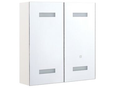 Bad Spiegelschrank weiß / silber mit LED-Beleuchtung 60 x 60 cm TALAGAPA