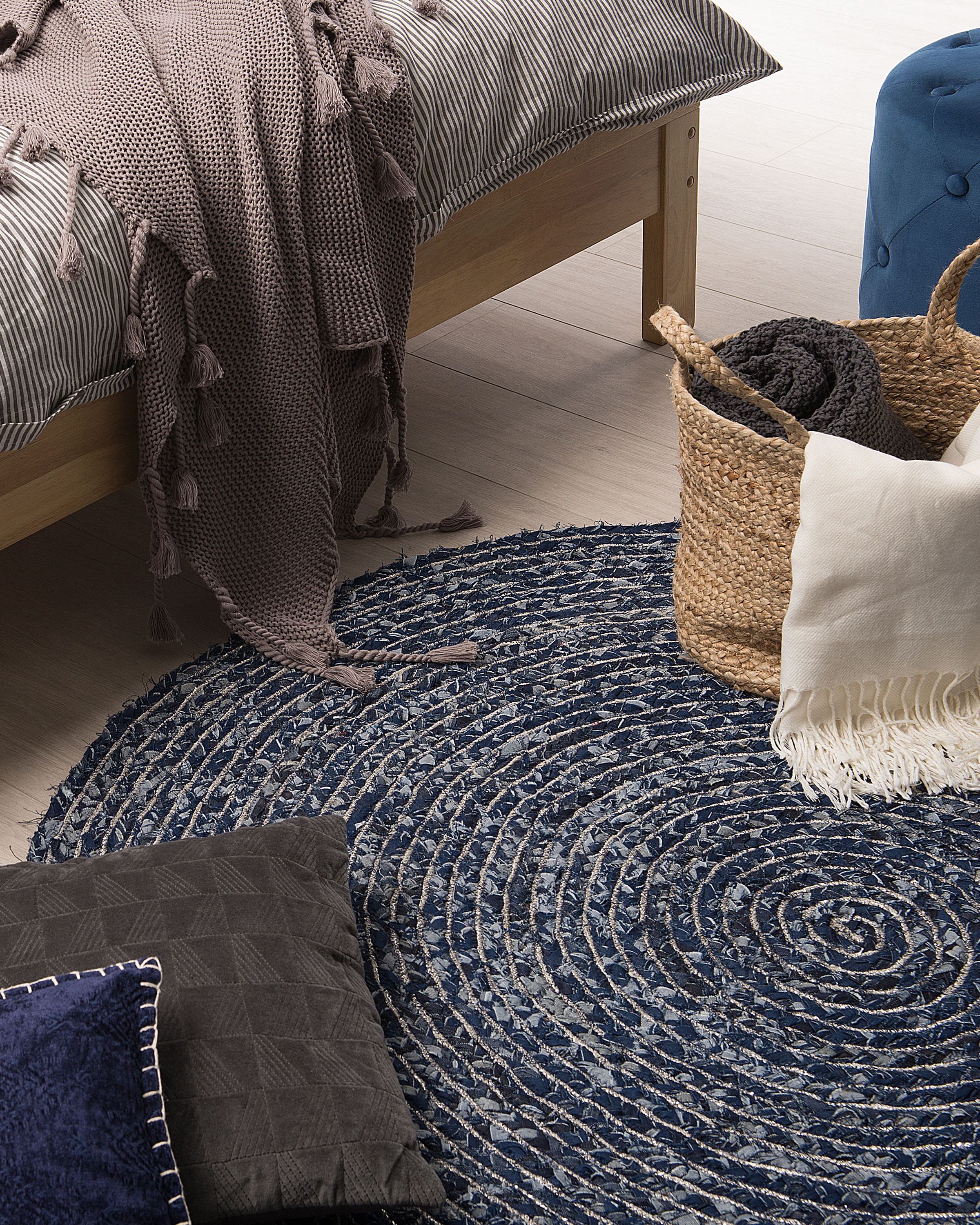 Tapete de algodão ø 140 cm azul escuro BULUCA
