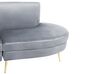 4 Seater Curved Velvet Sofa Light Grey MOSS_851321