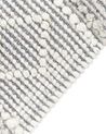 Teppich Wolle grau / weiß 160 x 230 cm Fransen Kurzflor TONYA_856527