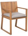 Set of 8 Acacia Wood Garden Dining Chairs with Taupe Cushions SASSARI_745984