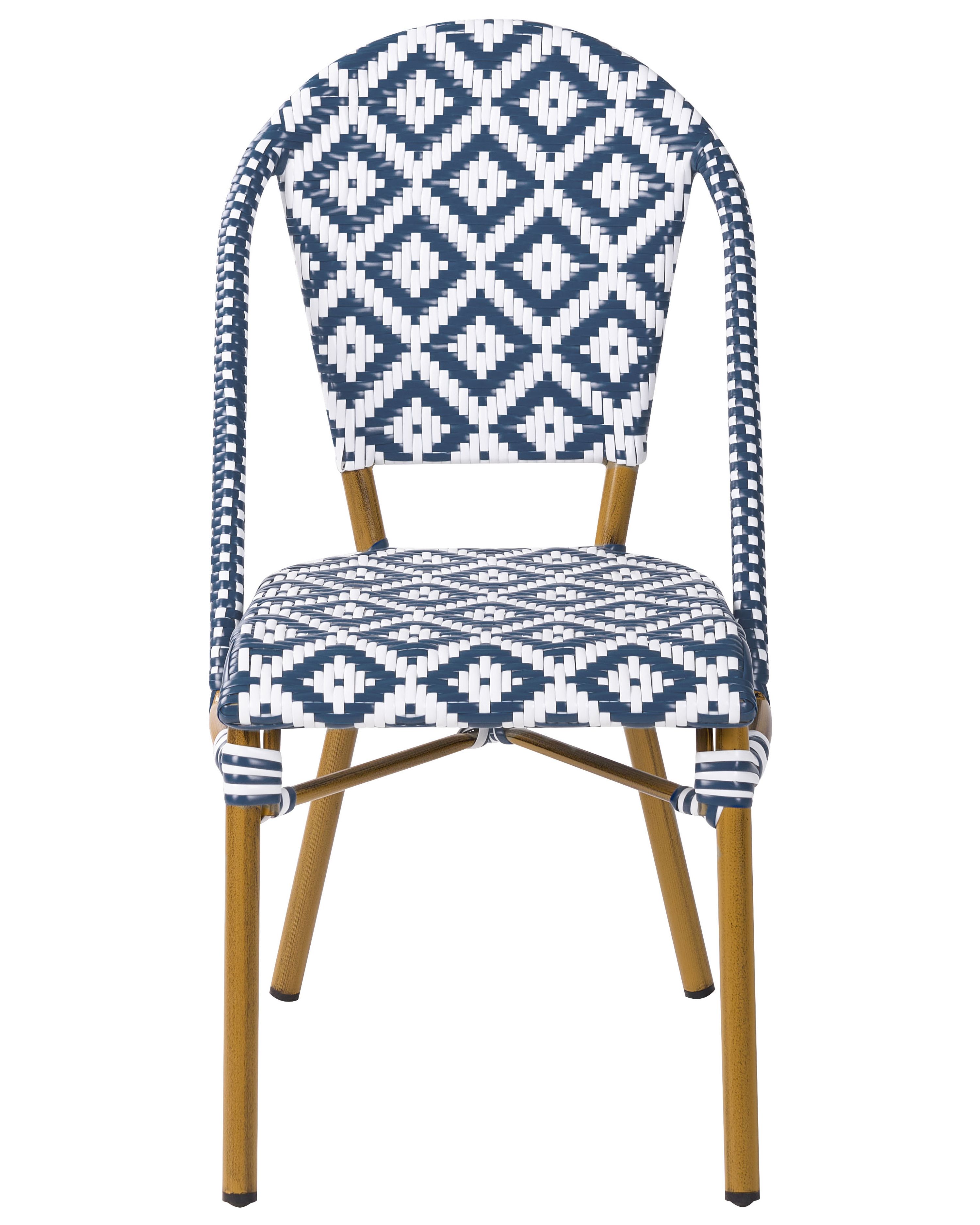 Zestaw ogrodowy stół i 4 krzesła wzór niebiesko-biały RIFREDDO