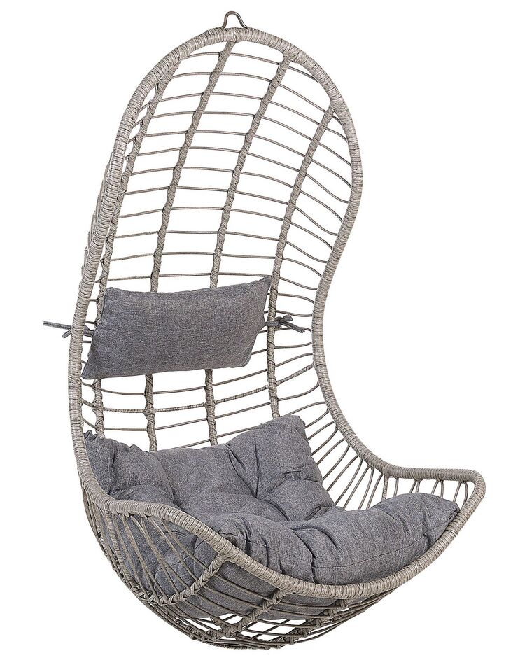 PE Rattan Hanging Chair Grey PINETO_765038