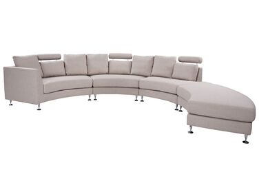 7 Seater Curved Fabric Modular Sofa Beige ROTUNDE