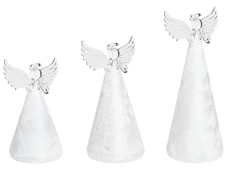 Zestaw 3 figurek LED aniołów biały KITTILA _787452
