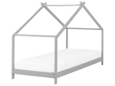 Wooden Kids House Bed EU Single Size Grey ORLU 