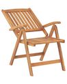 Set of 2 Acacia Wood Garden Folding Chairs with Red Cushions JAVA_788663
