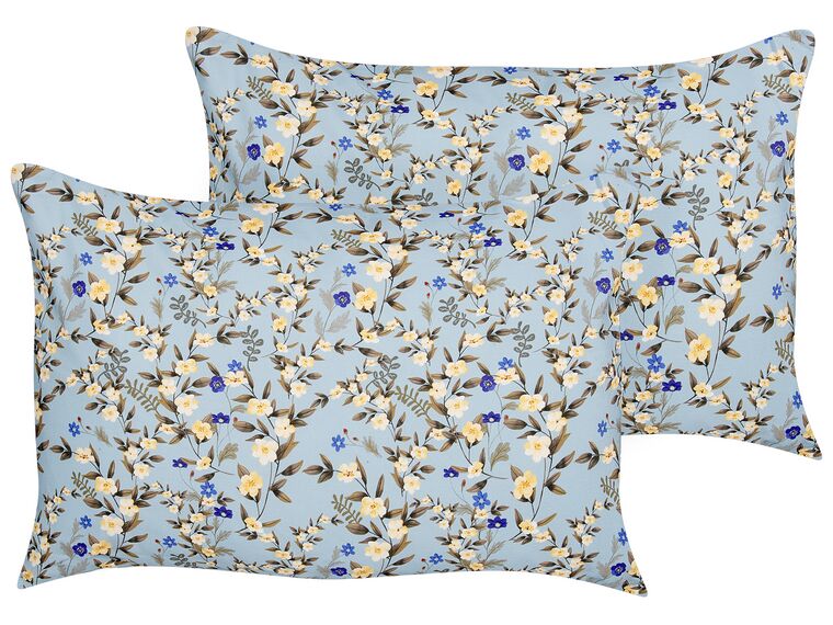 Set of 2 Outdoor Cushions Floral Motif 40 x 60 cm Blue VALLORIA_881222