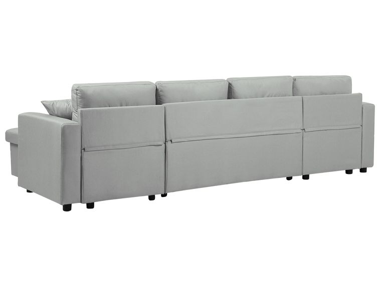 Fabric Corner Sofa Bed with Storage Light Grey SOMMEN Beliani.co.uk