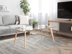 Sohvapöytä lasitasolla pyökki vaalea puu HUDSON