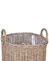 Set of 3 PE Rattan Plant Baskets Brown PENDULA_897145