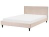 Fabric EU Double Size Bed Beige FITOU_875994