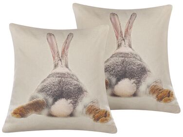 Sierkussen set van 2 konijnenprint meerkleurig 45 x 45 cm BUXUS