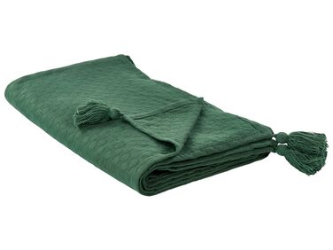 Cotton Bedspread 220 x 200 cm Green LINDULA