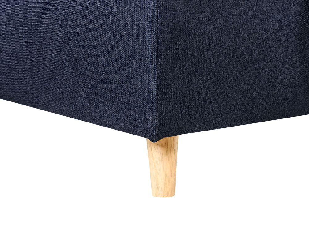 Ecksofa mit Schlaffunktion Polsterbezug marineblau rechtsseitig FLAKK