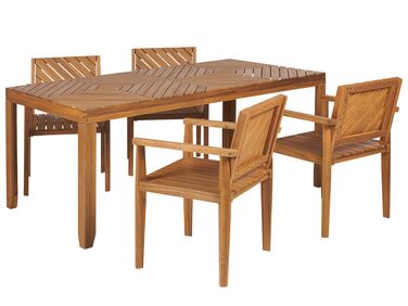 Záhradná jedálenská súprava stola a 4 stoličiek z akáciového dreva BARATTI