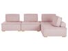 Canapé d'angle modulable 4 places en tissu rose TIBRO_825631
