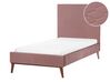Łóżko welurowe 90 x 200 cm różowe BAYONNE_901258