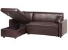 Right Hand Faux Leather Corner Sofa Bed with Storage Dark Brown OGNA_780173