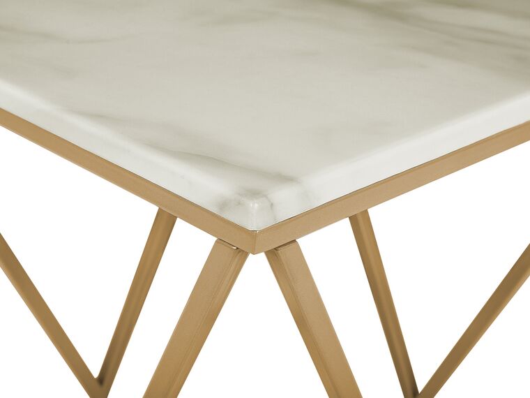 Side Table Marble Effect Beige and Gold MALIBU Beliani.sk