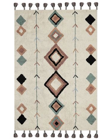 Teppich Baumwolle beige / mehrfarbig 160 x 230 cm geometrisches Muster ESKISEHIR