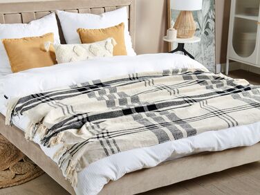 Cotton Blanket 130 x 170 cm Off-White and Black YUVALI