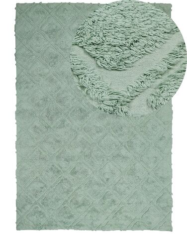 Teppich Baumwolle hellgrün 160 x 230 cm geometrisches Muster Kurzflor HATAY