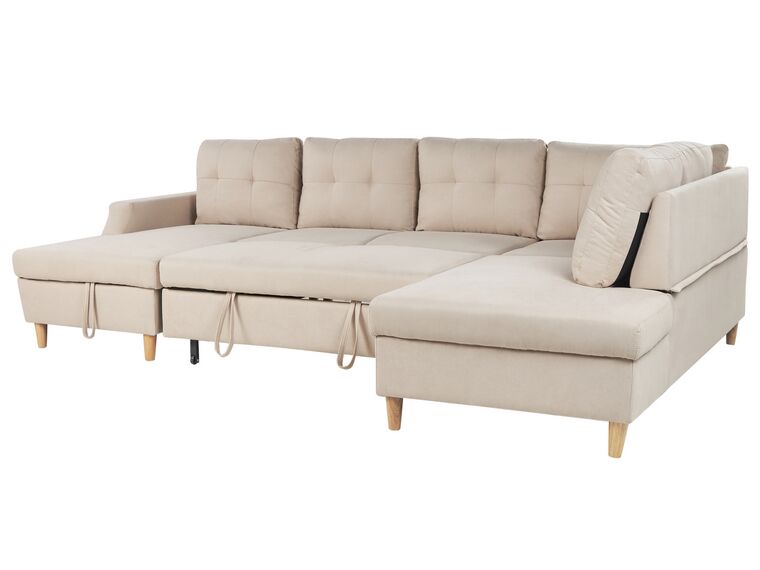 Corner Sofa Bed with Storage Beige LERUM Beliani.hu