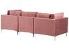 3 Seater Modular Velvet Sofa with Ottoman Pink EVJA_858728