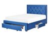 Velvet EU Double Bed with Storage Navy Blue LIEVIN_857966