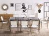 Gartenmöbel Set Granit grau poliert 220 x 100 cm 8-Sitzer Stühle Textilbespannung weiß GROSSETO_766698