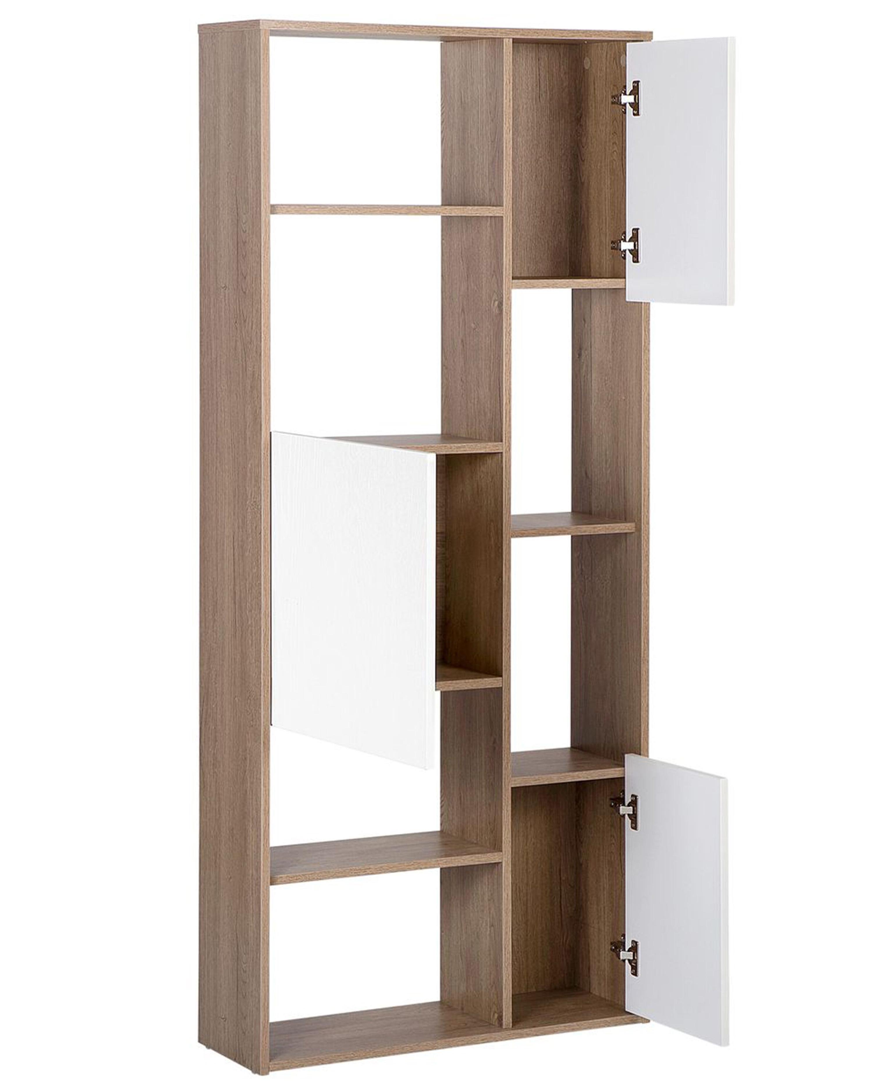 Bookcase Light Wood with White GRADA Beliani.co.uk