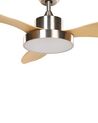 Ventilateur de plafond avec lumière LED argenté et bois clair BANDERAS_870949