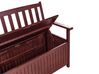 Záhradná lavica z akáciového dreva s úložným priestorom 120 cm mahagónová hnedá s červeným vankúšom SOVANA_884001