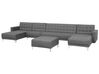6 Seater U-Shaped Modular Fabric Sofa with Ottoman Grey ABERDEEN_716016