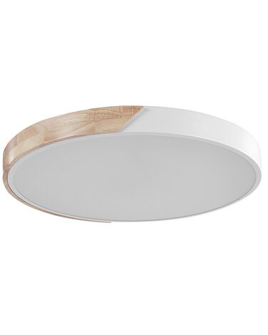 Plafonnier en métal LED ⌀ 51 cm blanc et bois clair PATTANI