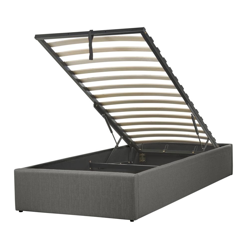 Łóżko z pojemnikiem tapicerowane 90 x 200 cm szare DINAN