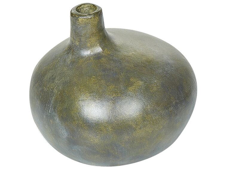 Vase décoratif en terre cuite gris et doré 18 cm KLANG_893529